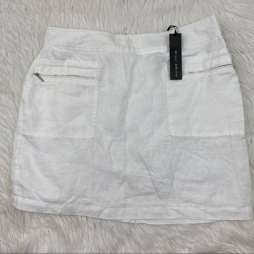 Willi Smith Women's A Line Linen Skirt‎ White Size 12 NWT Casual